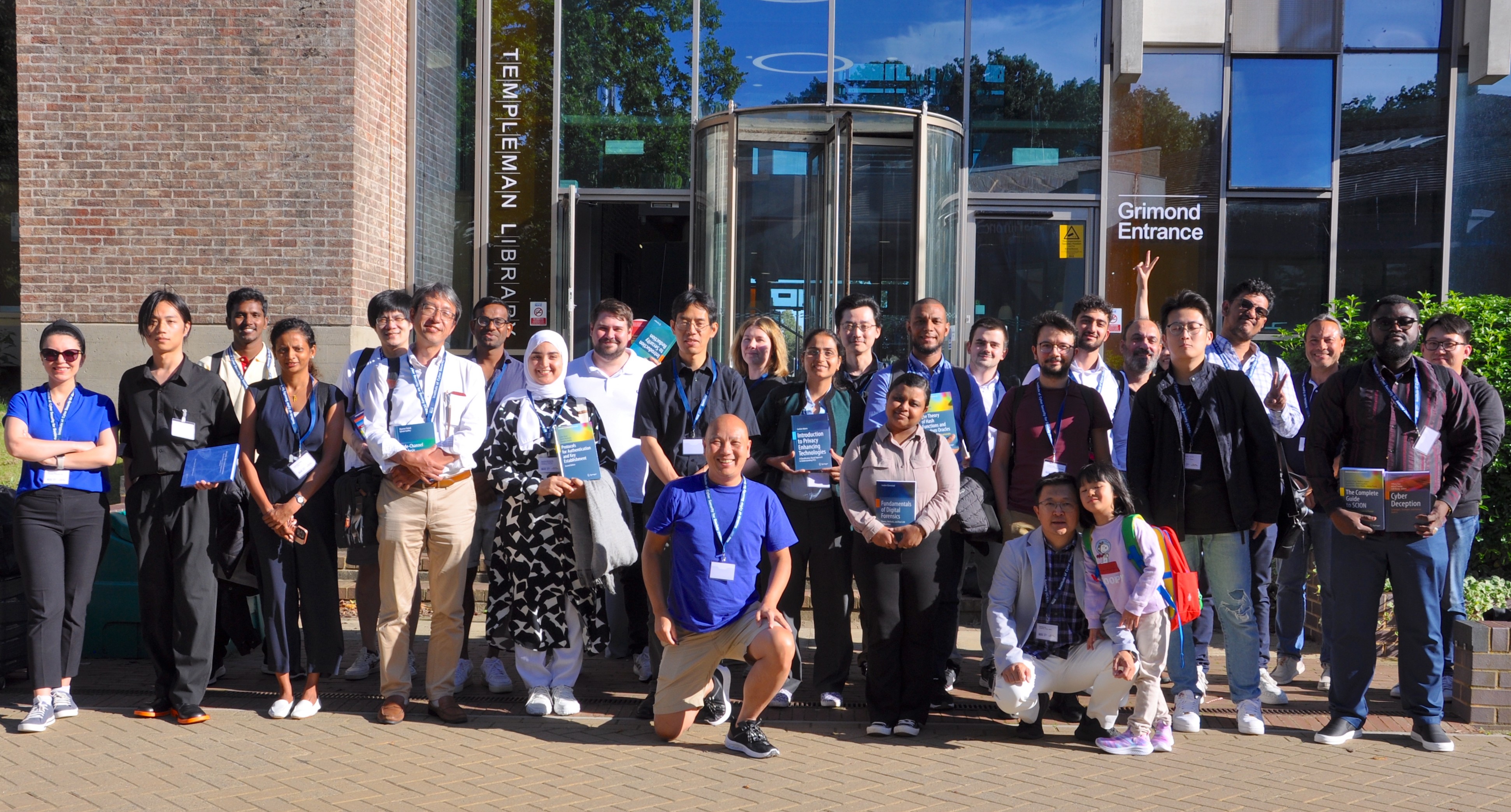 Group Photo on Day 3 of NSS-SocialSec 2023 in front of the Grimond Building